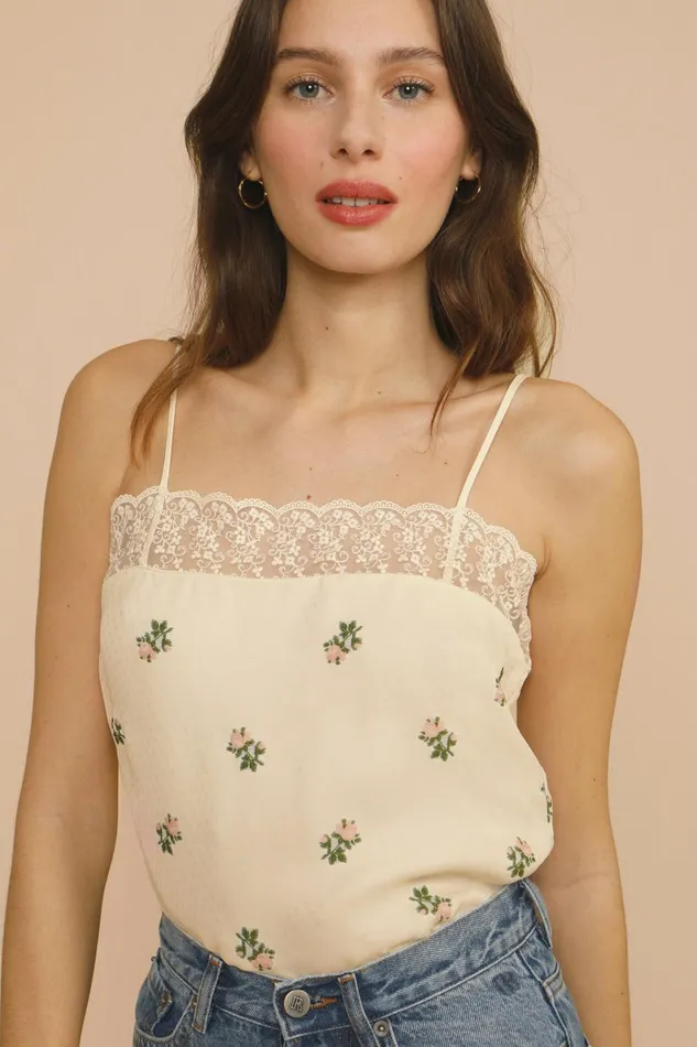 JOANNE Top Fiorita Ecru Women Rouje Tshirts and Tank Tops