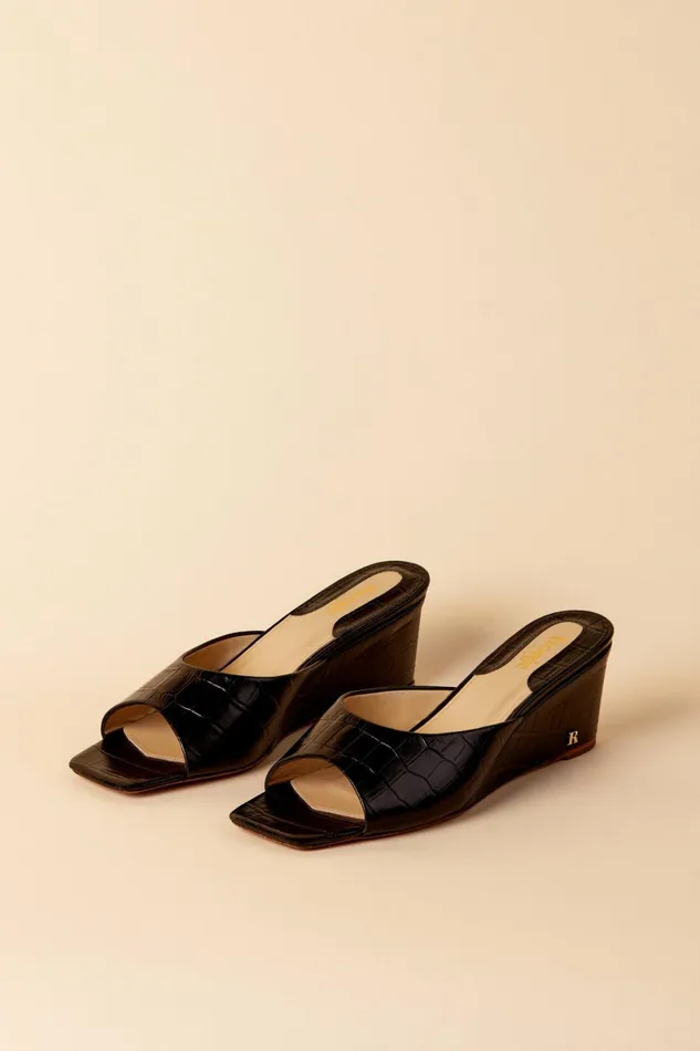 JOELLE Mules Croco Noir Women Rouje Shoes