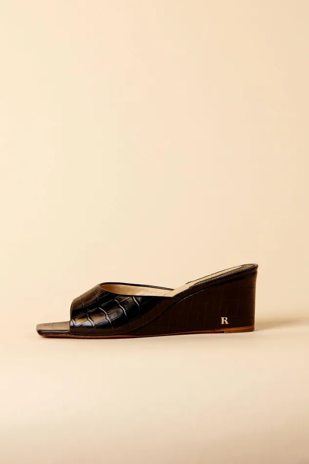 JOELLE Mules Croco Noir Women Rouje Shoes