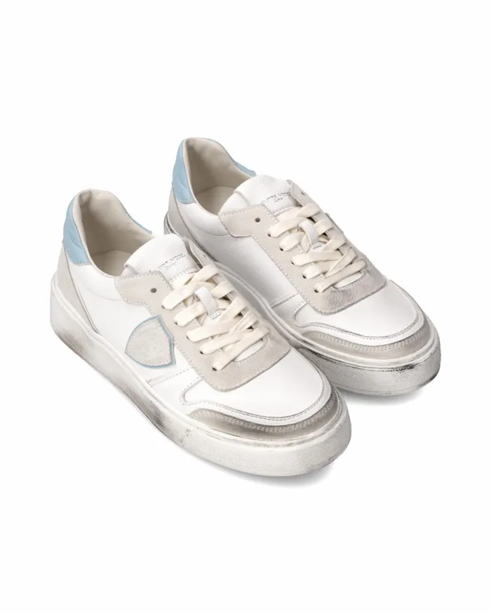 Kids Sneakers Nice Tennis Junior White Turquoise JUNIOR Philippe Model Paris Kids Junior 2840