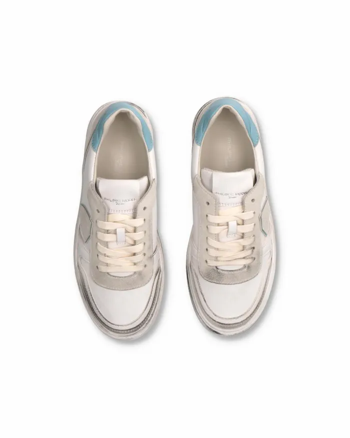 Kids Sneakers Nice Tennis Junior White Turquoise JUNIOR Philippe Model Paris Kids Junior 2840