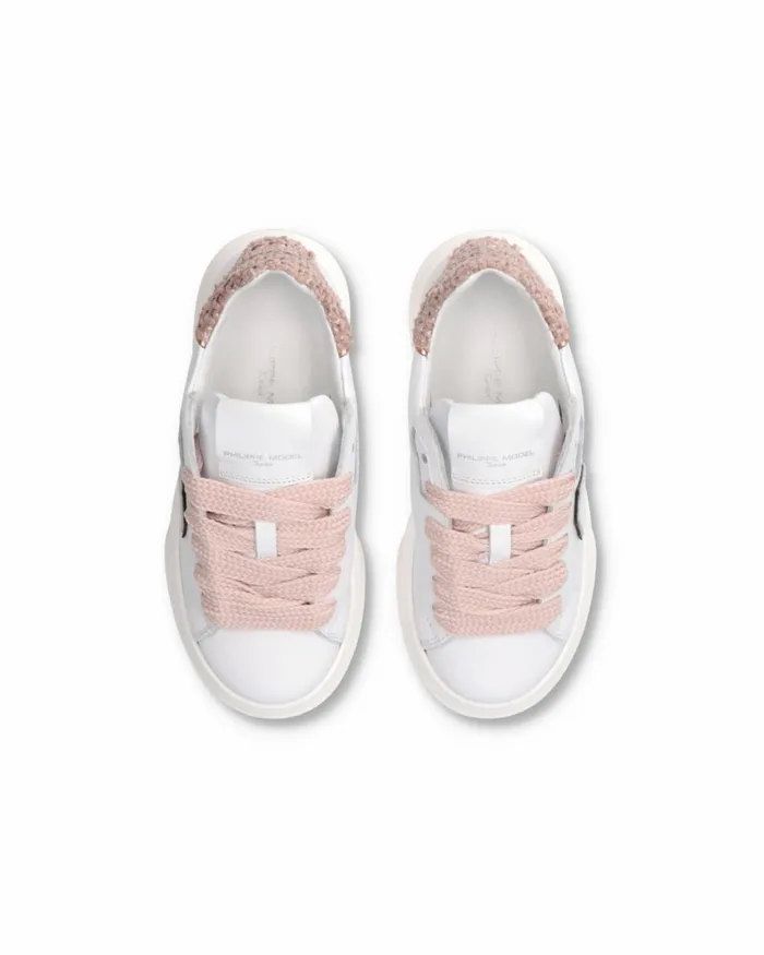 Kids Sneakers Temple Tennis Kids White Pink JUNIOR Philippe Model Paris Kids Junior 2840