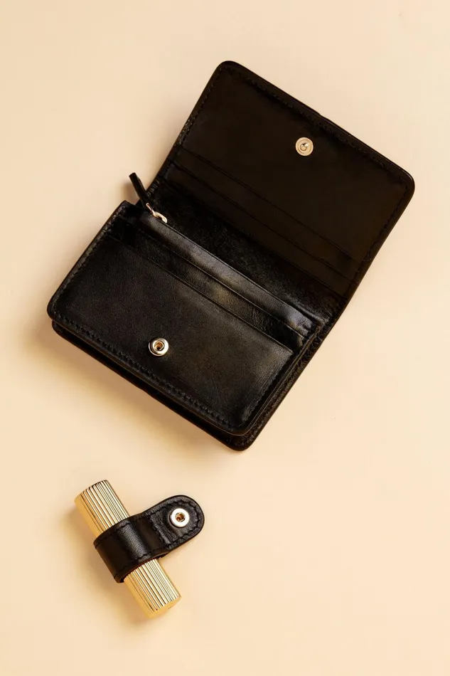 KIKI Wallet Nappa Noir Women Rouje Small Leather Goods