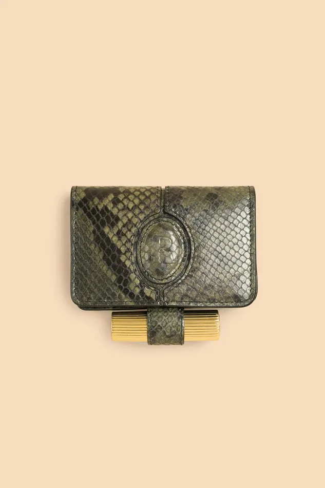 KIKI Wallet Python Kaki Women Rouje Small Leather Goods