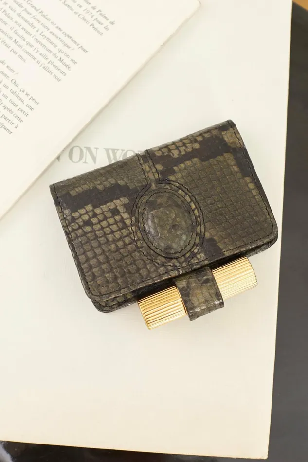 KIKI Wallet Python Kaki Women Rouje Small Leather Goods