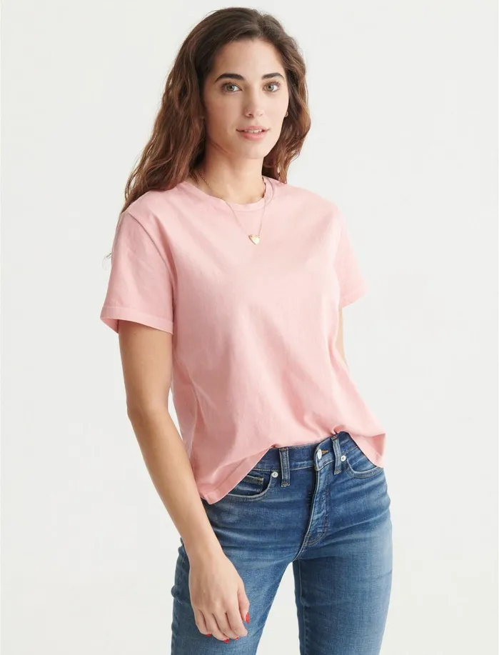Knit Tops Women Lucky Brand Boyfriend Tee Rose Tan