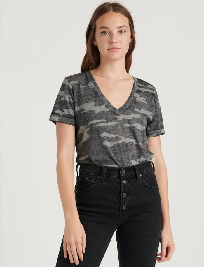 Knit Tops Women Lucky Brand CAMO TEE Grey Multi
