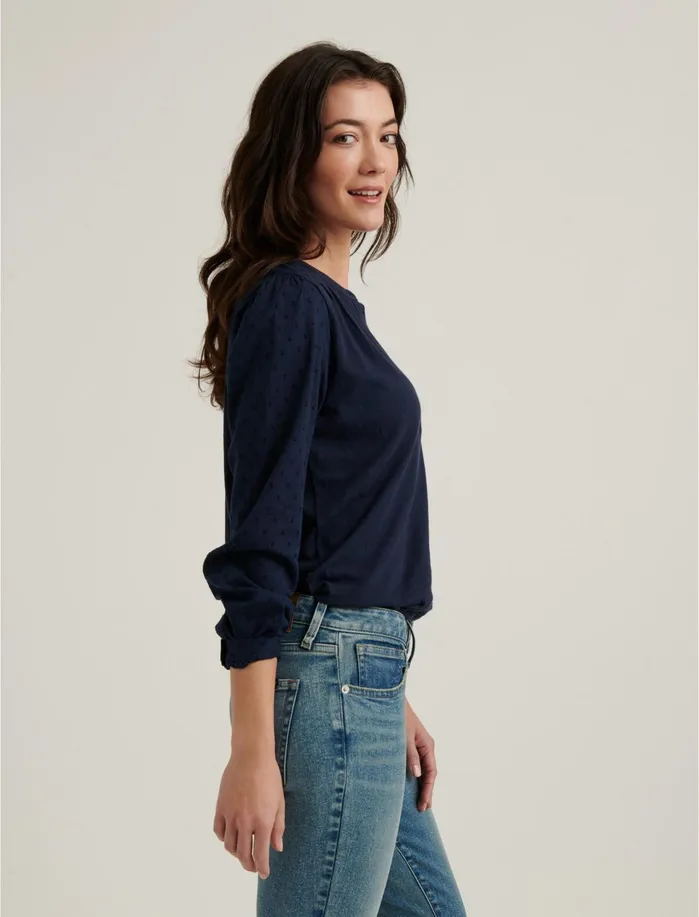 Knit Tops Women Lucky Brand Clip Dot Henley American Navy
