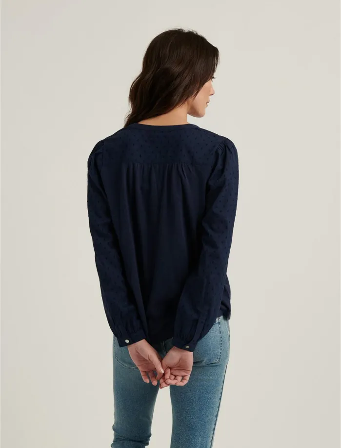 Knit Tops Women Lucky Brand Clip Dot Henley American Navy