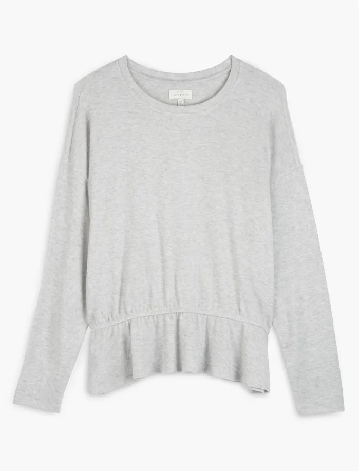 Knit Tops Women Lucky Brand Cloud Jersey Peplum Top Light Heather Grey