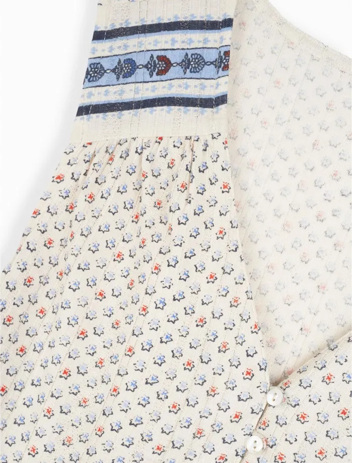 Knit Tops Women Lucky Brand Drop Needle Border Print Tank White Multi