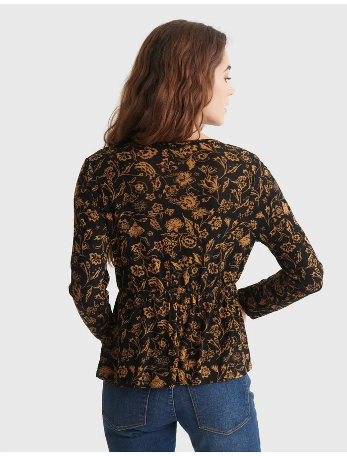 Knit Tops Women Lucky Brand Flirty Knit Top Black Multi