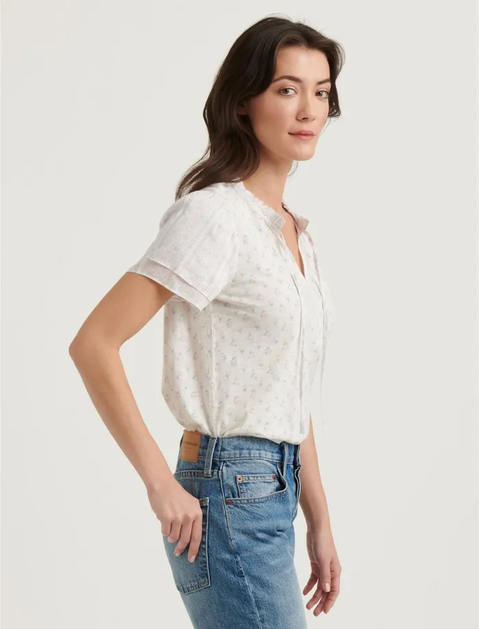 Knit Tops Women Lucky Brand Flutter Sleeve Printed Top Cream Multi
