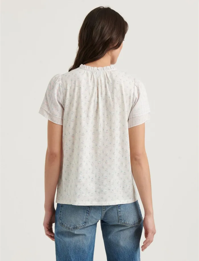 Knit Tops Women Lucky Brand Flutter Sleeve Printed Top Cream Multi