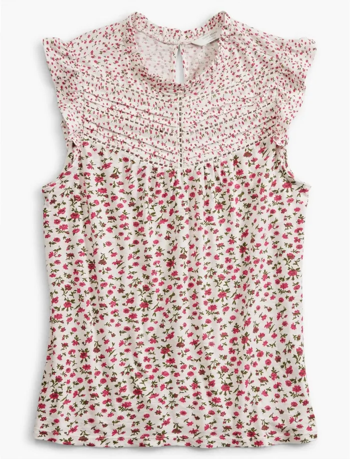 Knit Tops Women Lucky Brand High Neck Printed Shell Pink Multi