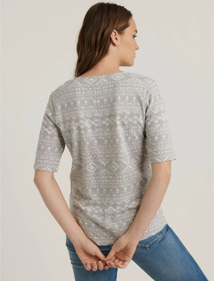 Knit Tops Women Lucky Brand Jacquard Knit Top Grey Multi