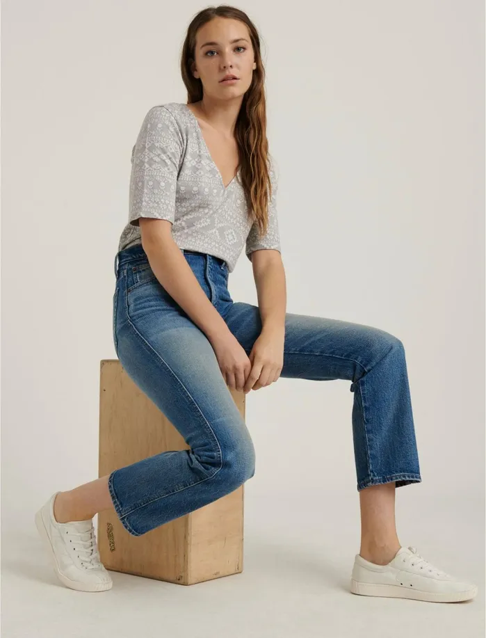 Knit Tops Women Lucky Brand Jacquard Knit Top Grey Multi