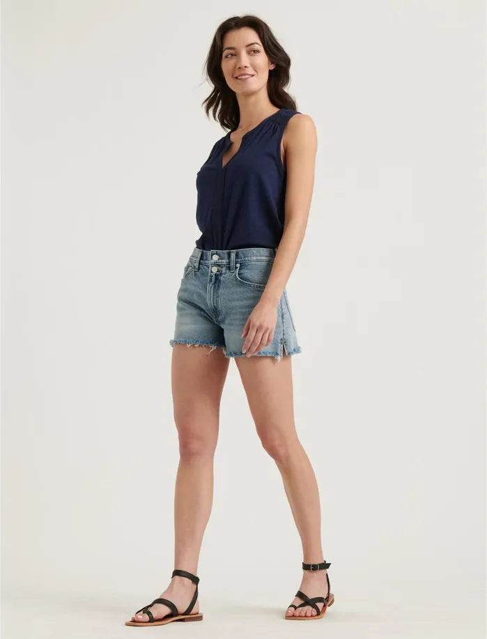 Knit Tops Women Lucky Brand Lace Yoke Top American Navy