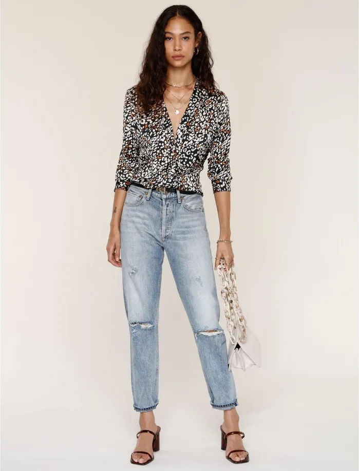 Knit Tops Women Lucky Brand Leopard Print Top Leopard Blk Grey