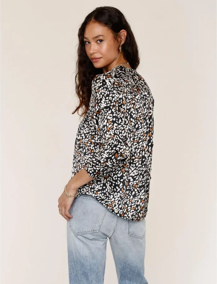 Knit Tops Women Lucky Brand Leopard Print Top Leopard Blk Grey