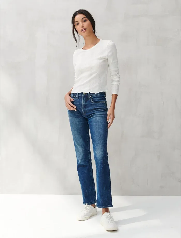 Knit Tops Women Lucky Brand POINTELLE LONG SLEEVE CREW Ol039ozz Wash