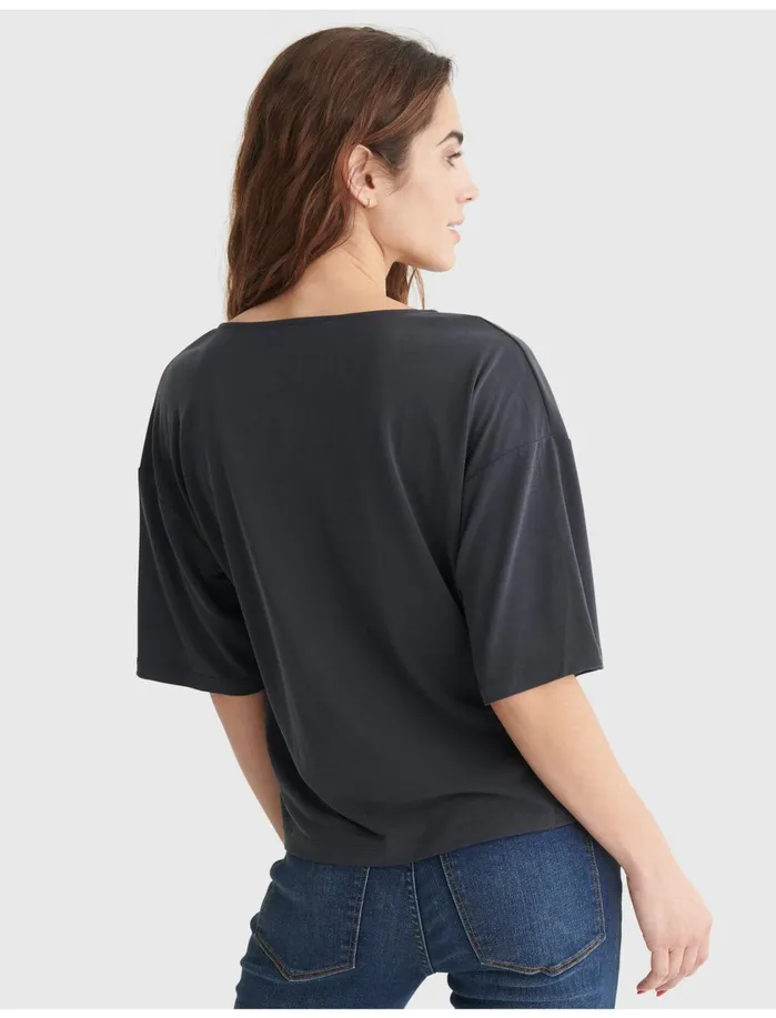 Knit Tops Women Lucky Brand Relaxed Ss Knit Black Onyx