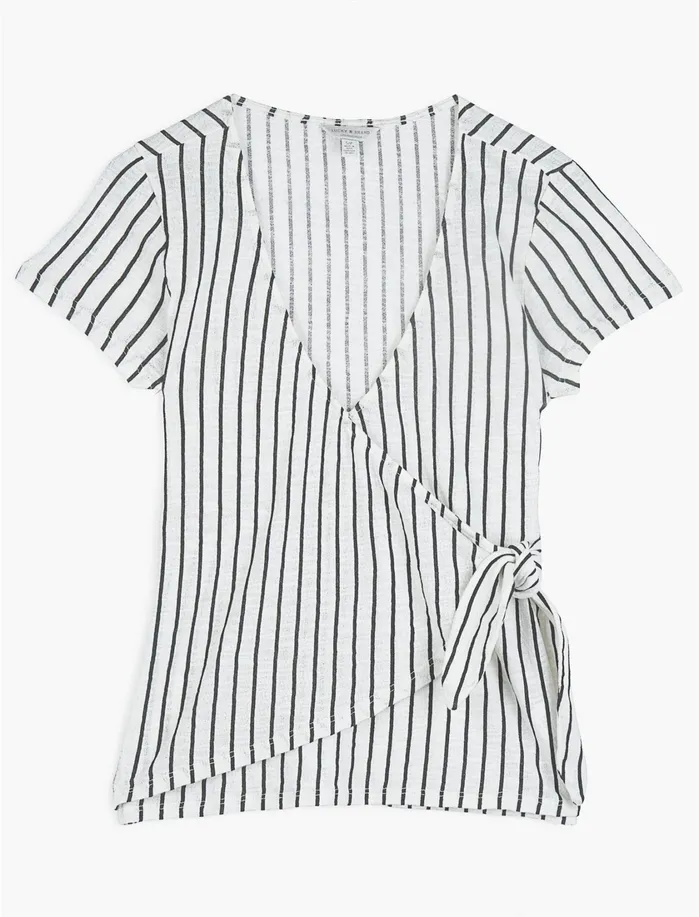 Knit Tops Women Lucky Brand Side Knotted Top Black Stripe
