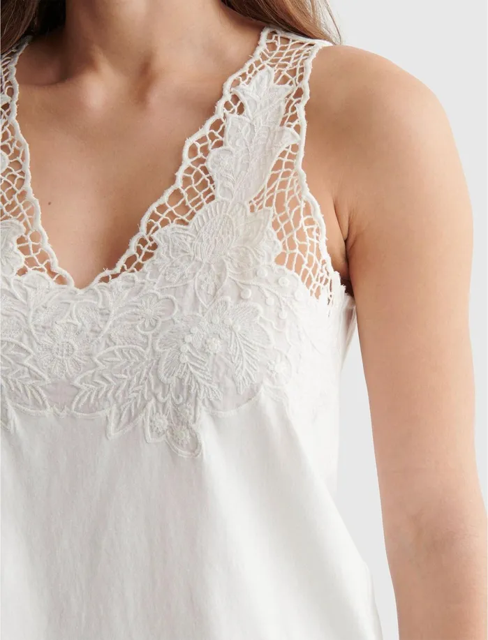 Knit Tops Women Lucky Brand Sleeveless Cutwork Tank Bright White Knit Tops Women Lucky Brand Sleeveless Cutwork Tank Bright White