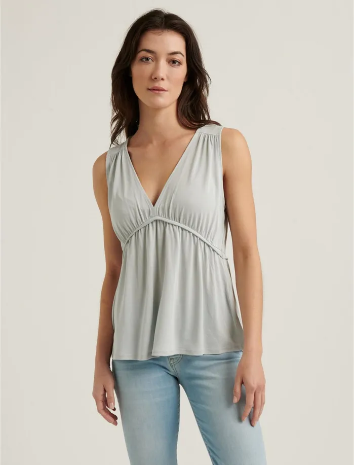 Knit Tops Women Lucky Brand Sleeveless Sandwash Ruffle Top Ice Blue