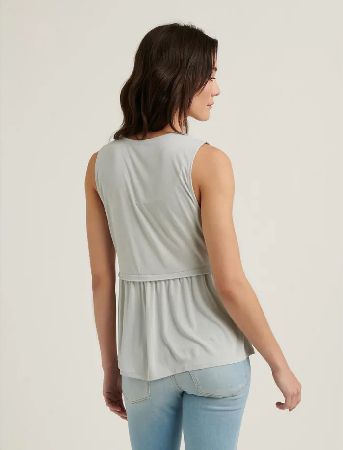 Knit Tops Women Lucky Brand Sleeveless Sandwash Ruffle Top Ice Blue