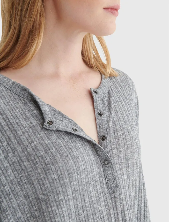 Knit Tops Women Lucky Brand The Lucky Soft Henley Medium Heather Grey