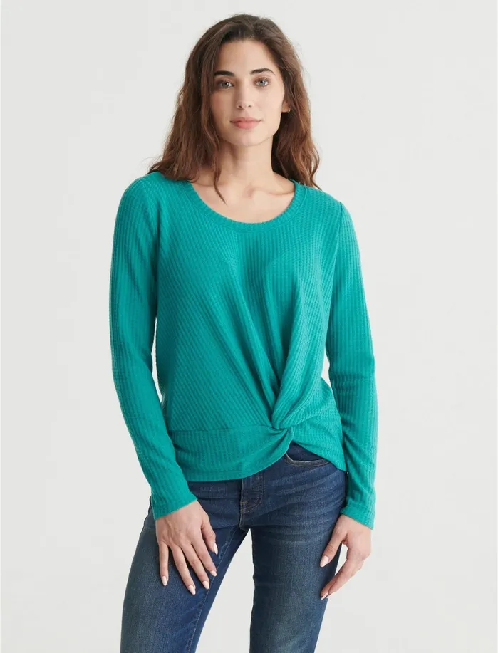Knit Tops Women Lucky Brand Twist Front Thermal Top Jade