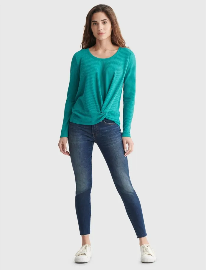Knit Tops Women Lucky Brand Twist Front Thermal Top Jade