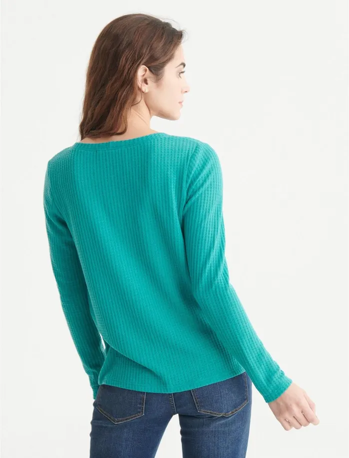 Knit Tops Women Lucky Brand Twist Front Thermal Top Jade