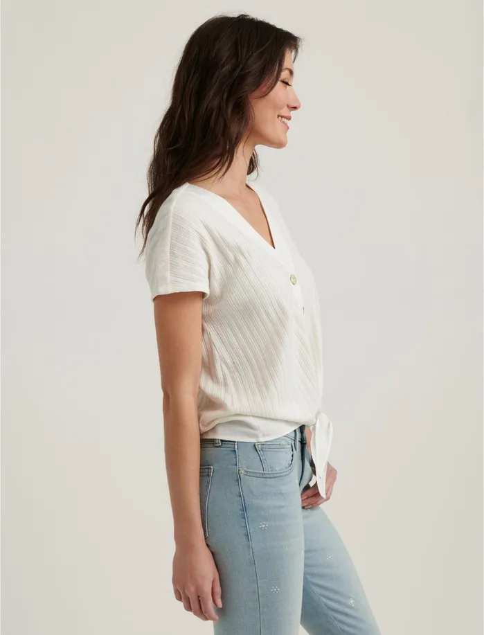 Knit Tops Women Lucky Brand V Neck Tie Front Top Marshmallow