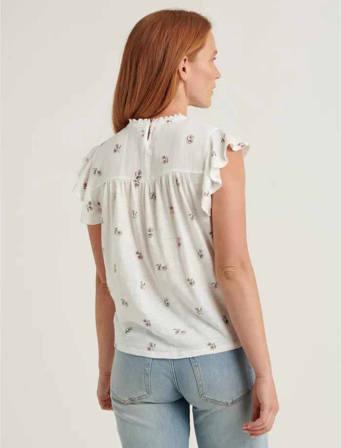 Knit Tops Women Lucky Brand Woven Mix Sleeveless Top White Multi