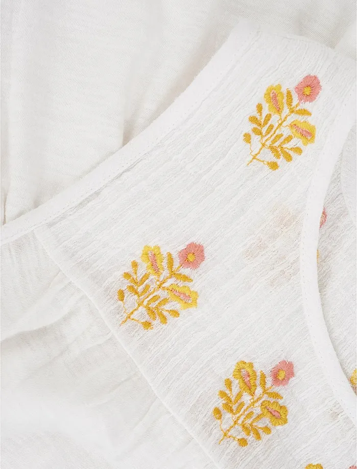 Knit Tops Women Lucky Brand Yoke Embroidered Shell White Multi