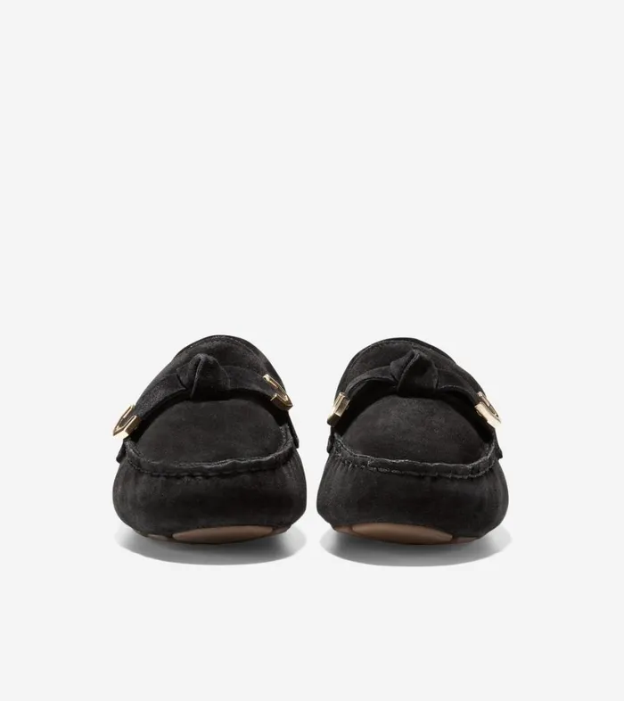 Loafers Women Cole Haan Evelyn Bow Driver Black Suede Loafers Women Cole Haan Evelyn Bow Driver Black Suede