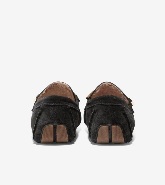 Loafers Women Cole Haan Evelyn Bow Driver Black Suede Loafers Women Cole Haan Evelyn Bow Driver Black Suede