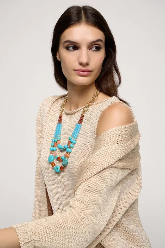 Luisa Spagnoli Bijoux Nepeta Turquoisetobaccolight Gold 8211 Women Luisa Spagnoli Bijoux Nepeta Turquoisetobaccolight Gold 8211 Women
