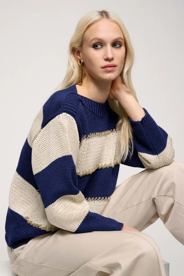 Luisa Spagnoli Knitwear Colla Bluewhiteyellow 8211 Women