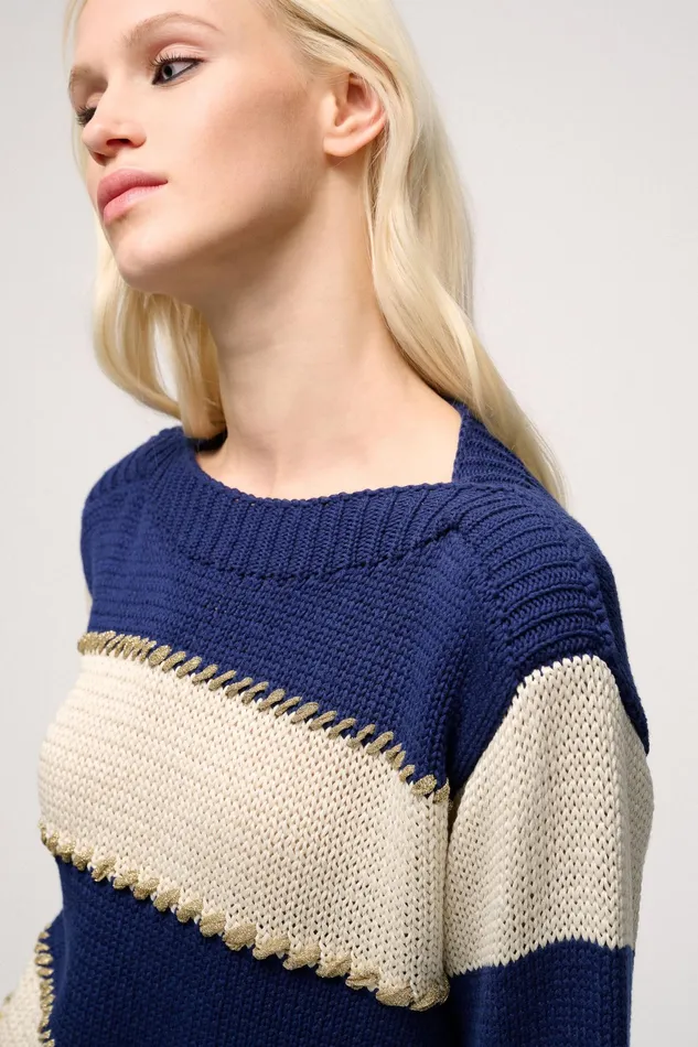 Luisa Spagnoli Knitwear Colla Bluewhiteyellow 8211 Women Luisa Spagnoli Knitwear Colla Bluewhiteyellow 8211 Women
