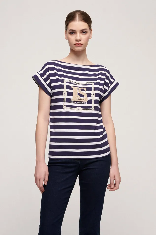 Luisa Spagnoli Tops And TShirts Belmont Bluecream 8211 Women