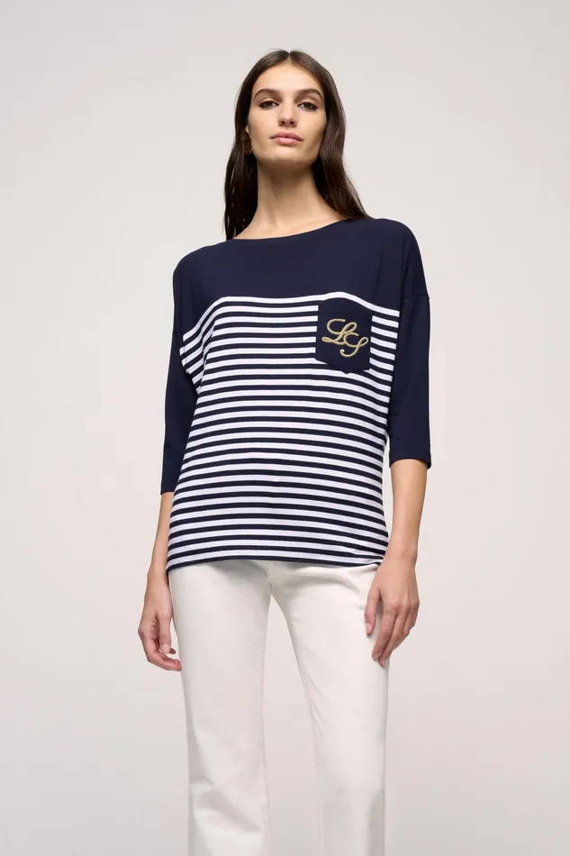 Luisa Spagnoli Tops And TShirts Brandina Bluewhite 8211 Women