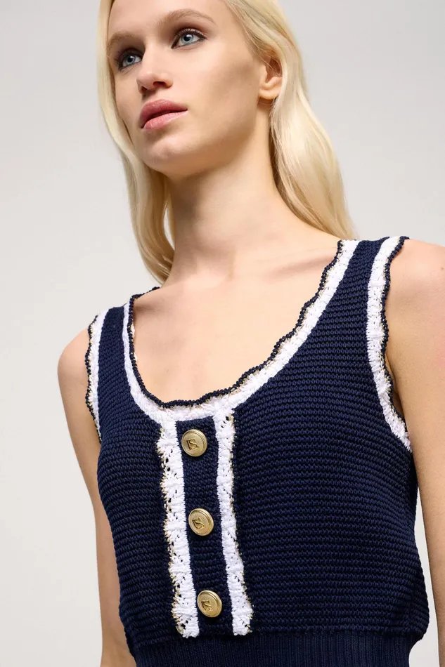 Luisa Spagnoli Tops And TShirts Chinino Bluewhiteyellow 8211 Women
