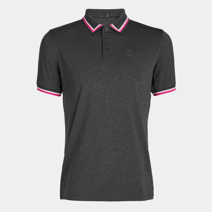 Mlange Banded Sleeve Tech Jersey Polo Charcoal Heather Grey Men GFORE Tops