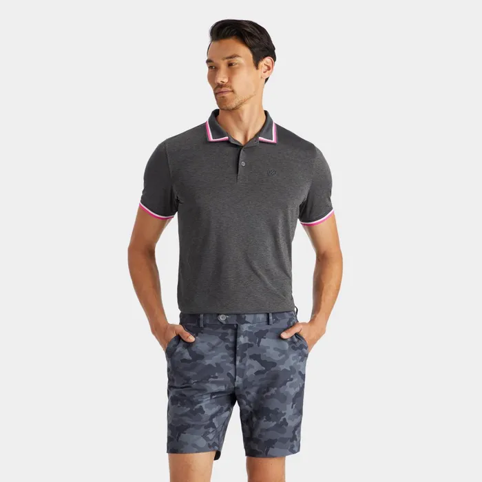 Mlange Banded Sleeve Tech Jersey Polo Charcoal Heather Grey Men GFORE Tops