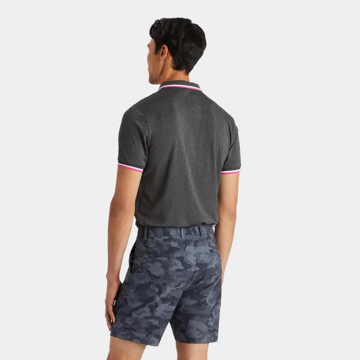 Mlange Banded Sleeve Tech Jersey Polo Charcoal Heather Grey Men GFORE Tops