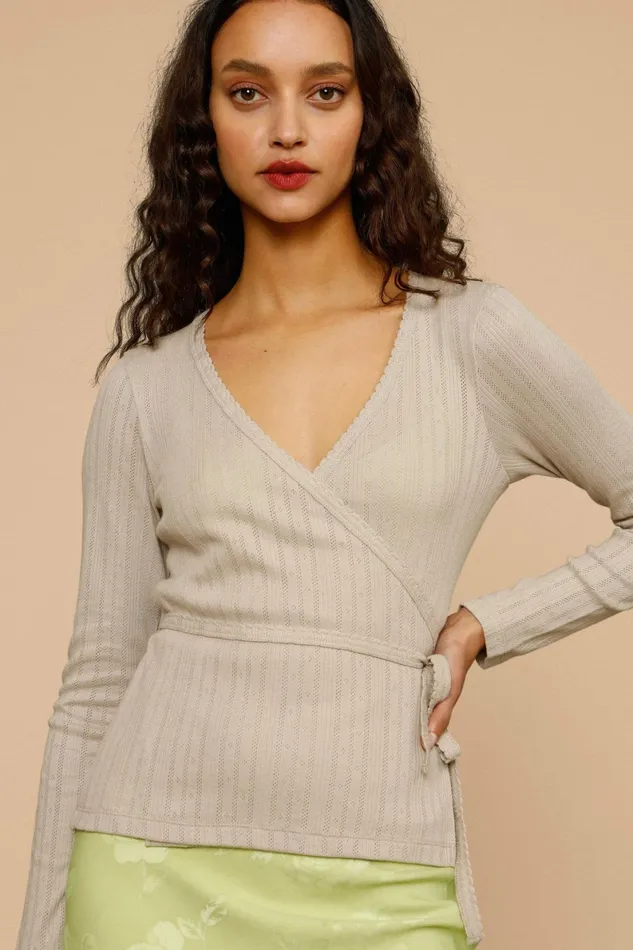 MAELYS Wrap Top Champagne Uni Women Rouje Blouses and Tops