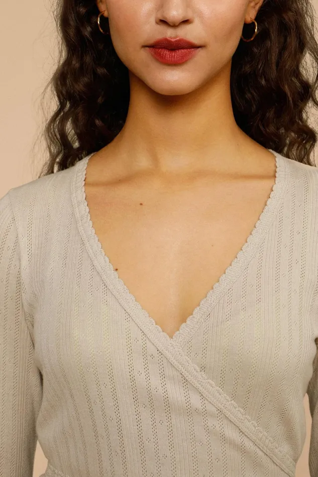 MAELYS Wrap Top Champagne Uni Women Rouje Blouses and Tops